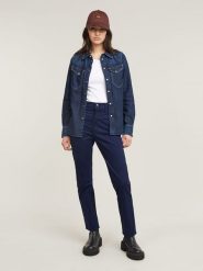 G-Star Spodnie chino w kolorze granatowym rozmiar: W28/L30. Niebieskie spodnie materiałowe damskie G-Star, bez wzorów, retro. Za 199.95 zł.