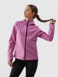 4F Kurtka softshell wiatroodporna membrana 5000 damska - różowa S. Czerwone kurtki damskie 4f, m, bez wzorów, z dzianiny, z kapturem. W wyprzedaży za 139.99 zł.