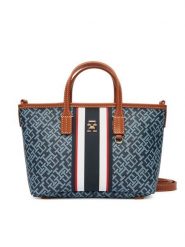 Tommy Hilfiger Torebka Th Monoplay Mini Tote Stripe Le AW0AW18389 Niebieski. Niebieskie torebki klasyczne damskie Tommy Hilfiger, bez wzorów, ze skóry, bez dodatków. Za 649.99 zł.
