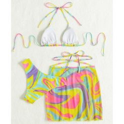 Bikini trzyczęściowe na plażę z elastycznego materiału Evely. Bikini damskie Intica, bez wzorów. W wyprzedaży za 159.00 zł.