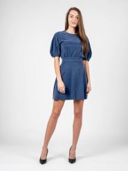 Elisabetta Franchi Sukienka | AB-969-3948-V283 | Kobieta | Niebieski. Niebieskie sukienki damskie Elisabetta Franchi, na co dzień, bez wzorów, z bawełny, bez kołnierzyka, bez ramiączek, proste. W wyprzedaży za 549.00 zł.