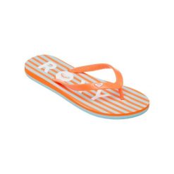 Klapki dla Kobiety TAHITI. Brązowe klapki damskie Roxy, bez wzorów, z materiału, bez obcasa. Za 89.99 zł.