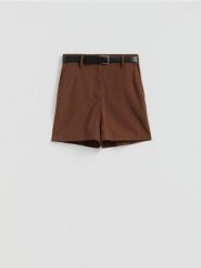 Szorty z lyocellem - brązowy. Brązowe szorty damskie Reserved, bez wzorów, z lyocellu. Za 129.99 zł.