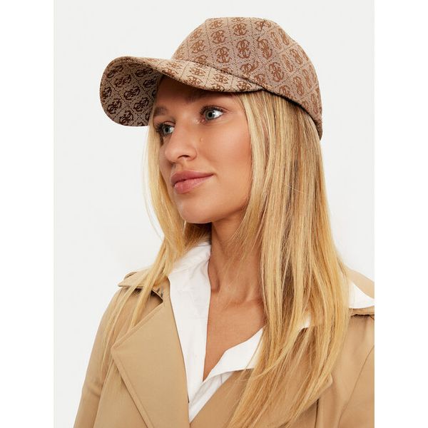 Czapka z daszkiem Guess. Brązowe czapki z daszkiem damskie Guess, z aplikacjami. Za 119.99 zł.