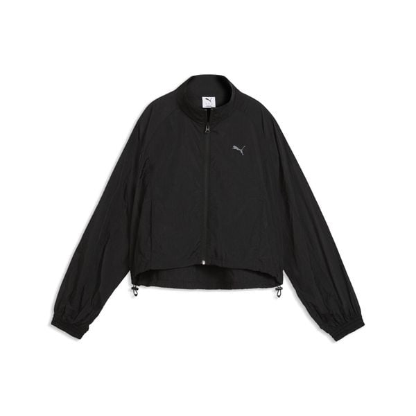 Damska rozpinana kurtka z tkaniny HER o luźnym kroju PUMA. Czarne kurtki do biegania damskie Puma, bez wzorów, z tkaniny, bez kaptura. Za 269.00 zł.