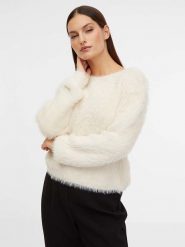 Orsay Sweter w kolorze kremowym rozmiar: S. Brązowe swetry klasyczne damskie ORSAY, s, bez kołnierzyka. Za 70.41 zł.