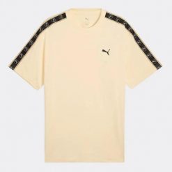 T-Shirt Puma Ess Elevated Tape Relaxed Tee Dorośli. Brązowe t-shirty męskie Puma, l, bez wzorów, z bawełny, bez kołnierzyka. Za 195.99 zł.