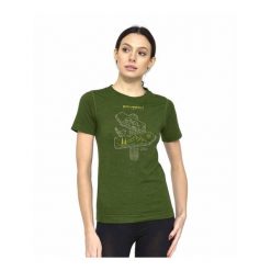 Koszulka damska z krótkim rękawem wełniana Brubeck OUTDOOR WOOL PRO. Zielone t-shirty damskie Brubeck, bez wzorów, z poliamidu, bez kołnierzyka. Za 241.82 zł.