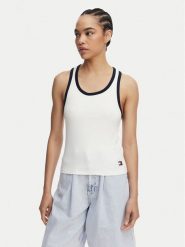 Tommy Hilfiger Top UW0UW06308 Biały Regular Fit. Białe topy damskie Tommy Hilfiger, m, bez wzorów, z bawełny, bez ramiączek. Za 169.99 zł.