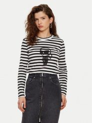 KARL LAGERFELD Bluzka A1W17137 Czarny Regular Fit. Czarne bluzki damskie Karl Lagerfeld, xs, bez wzorów, z bawełny, bez ramiączek. Za 319.99 zł.