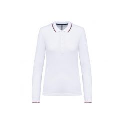 Damska koszulka polo pique z długim rękawem Kariban. Białe bluzki damskie KARIBAN, bez wzorów, bez kołnierzyka, bez ramiączek. Za 163.00 zł.