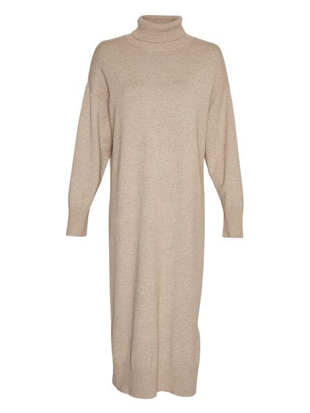 MOSS COPENHAGEN Sukienka "Odanna Rachelle" w kolorze beżowym rozmiar: M/L. Brązowe sukienki damskie MOSS COPENHAGEN, na co dzień, l, bez wzorów, z wiskozy, bez kołnierzyka, bez ramiączek, maxi, proste. Za 153.71 zł.