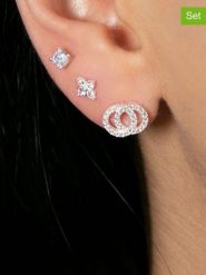 Lodie Silver Srebrne kolczyki-wkrętki (3 szt.) z cyrkoniami rozmiar: onesize. Szare kolczyki damskie Lodie Silver, z cyrkonią, srebrne. Za 52.99 zł.