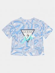Guess T-Shirt J4GI12 K6YW3 Niebieski Regular Fit. Niebieskie koszulki dziewczęce Guess, z aplikacjami, z bawełny, bez ramiączek. Za 109.99 zł.