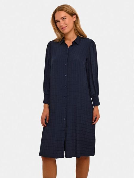 Kaffe Sukienka koszulowa Lissa 10508382 Granatowy Regular Fit. Niebieskie sukienki damskie Kaffe, bez wzorów, z wiskozy, bez kołnierzyka, bez ramiączek, koszulowe. Za 249.99 zł.