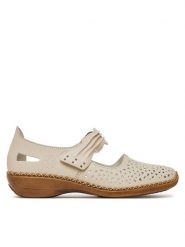 Rieker Półbuty 41399-60 Beżowy. Brązowe półbuty damskie Rieker, bez wzorów, ze skóry, bez obcasa, na płaskiej podeszwie. Za 239.99 zł.