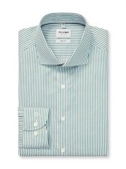 OLYMP Koszula "Level 5" - Body fit - w kolorze zielono-białym rozmiar: 39. Białe koszule męskie Olymp, bez wzorów, z bawełny, bez kołnierzyka, bez ramiączek. Za 148.61 zł.