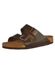 Birkenstock Skórzane klapki "Arizona" w kolorze ciemnobrązowym rozmiar: 41. Brązowe klapki damskie Birkenstock, bez wzorów, bez obcasa. Za 417.95 zł.
