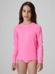 4F Longsleeve do pływania z nadrukiem dziewczęcy - różowy 158/164 (12-14 lat). Czerwone koszulki dziewczęce 4f, s, bez wzorów, z dzianiny, bez ramiączek. Za 99.99 zł.
