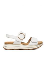 Remonte Sandały CEO-D1J63-80 Biały. Białe sandały damskie Remonte, bez wzorów, ze skóry, bez obcasa, na płaskiej podeszwie. Za 369.99 zł.