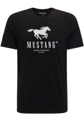 MUSTANG ALEX C PRINT MĘSKI T-SHIRT KOSZULKA LOGO TEE BLACK 1015051 4142. Czarne t-shirty męskie Mustang, m, bez wzorów, z bawełny, bez kołnierzyka. Za 69.99 zł.