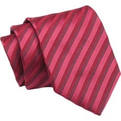 Klasyczny Krawat, Czerwono-Bordowy w Paski, Prążki, Męski, 7cm -Angelo di Monti. Czerwone krawaty i muchy męskie Angelo di Monti, bez wzorów, z tkaniny, eleganckie. Za 45.00 zł.