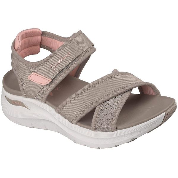 Sandały SKECHERS 164078S Beżowy. Brązowe sandały damskie Skechers, bez wzorów, z materiału, bez obcasa. Za 390.00 zł.