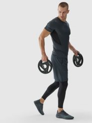 4F Koszulka treningowa slim szybkoschnąca męska - szara L. Szare t-shirty sportowe męskie 4f, l, z dzianiny, bez ramiączek, na fitness i siłownię. W wyprzedaży za 59.99 zł.