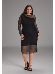 SWING Sukienka w kolorze czarnym rozmiar: 42. Czarne sukienki damskie Swing, bez wzorów, bez kołnierzyka, bez ramiączek, midi. Za 218.57 zł.