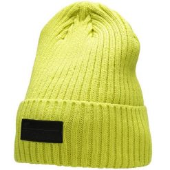 Męska czapka 4F neonowa zieleń H4Z22. Zielone czapki męskie 4f, na jesień, bez wzorów, z materiału, sportowe. Za 47.99 zł.