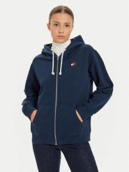 Tommy Jeans Bluza Tjw Rlx Badge Zipthru DW0DW19932 Granatowy Regular Fit. Niebieskie bluzy bez kaptura damskie Tommy Jeans, xxs, z bawełny. Za 299.99 zł.