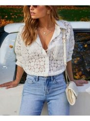 Milan Kiss Koszula w kolorze białym rozmiar: XL. Białe koszule damskie Milan Kiss, xl, bez wzorów, z koronki, bez kołnierzyka, bez ramiączek. Za 172.89 zł.