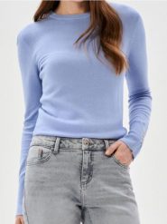 Sweter z ozdobnymi guzikami na mankietach - niebieski. Niebieskie swetry klasyczne damskie Sinsay, l, bez kołnierzyka. Za 35.99 zł.