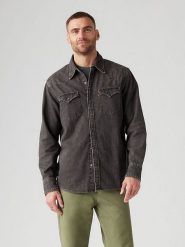 Levi's Koszula dżinsowa w kolorze antracytowym rozmiar: M. Czarne koszule męskie Levi's, m, bez wzorów, bez kołnierzyka, bez ramiączek. Za 122.96 zł.