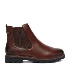 Botki Remonte. Brązowe botki damskie Remonte, bez obcasa, na płaskiej podeszwie, bez zapięcia. Za 399.99 zł.