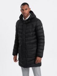 Kurtka męska zimowa parka pikowana - czarna V3 - Rozmiar: XXL. Czarne parki męskie Ombre Clothing, na zimę, m, bez wzorów. W wyprzedaży za 199.99 zł.