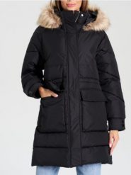 Kurtka z kapturem - czarny. Czarne kurtki damskie Sinsay, l, bez wzorów, z kapturem. Za 159.99 zł.
