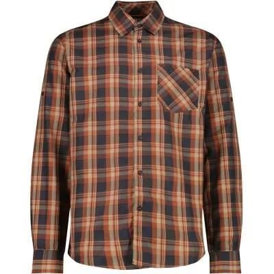 Cmp Man Shirt – koszula męska 100% poliester, kolor 18ZV Antracite-Orange-Corda. Brązowe koszule męskie CMP, m, bez wzorów, z materiału, bez kołnierzyka, bez ramiączek. Za 202.15 zł.