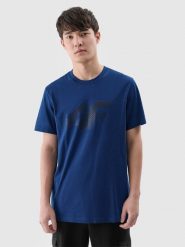 4F T-shirt regular z nadrukiem męski - turkusowy XL. Niebieskie t-shirty męskie 4f, m, bez wzorów, z bawełny, bez kołnierzyka. Za 59.99 zł.