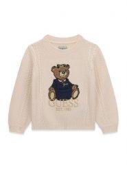 Guess Sweter K6BR07 Z1285 Kremowy Regular Fit. Białe swetry dziewczęce Guess, z aplikacjami, bez kołnierzyka. Za 214.99 zł.