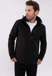 Bluza softshell F-MODICO. Czarne bluzy z kapturem męskie Volcano, m, bez wzorów, z materiału. Za 329.99 zł.