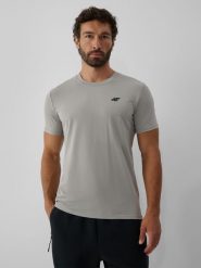 4F T-shirt slim gładki męski - szary XXL. Szare t-shirty męskie 4f, m, bez wzorów, z bawełny, bez kołnierzyka. Za 59.99 zł.