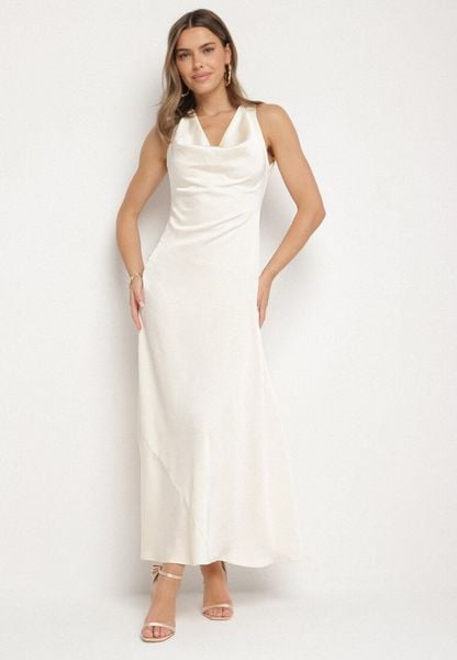 Jasnobeżowa Sukienka Vices z Ozdobnym Tyłem i Wiązaniem Zimea. Brązowe sukienki damskie Born2be, na imprezę, l, bez wzorów, klasyczne, bez kołnierzyka, bez ramiączek. Za 119.99 zł.