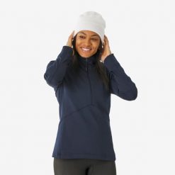 Koszulka termoaktywna narciarska damska Quechua BL 500 1/2 Zip. Niebieskie bielizna termoaktywna damska WED'ZE, l, bez wzorów, z elastanu. Za 89.99 zł.