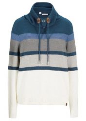 Sweter z kołnierzem kominem, z czystej bawełny. Niebieskie swetry klasyczne damskie bonprix, z bawełny, bez kołnierzyka. Za 109.99 zł.