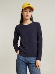 G-Star Koszulka w kolorze granatowym rozmiar: XS. Niebieskie bluzki damskie G-Star, xs, bez wzorów, z bawełny, retro, bez kołnierzyka, bez ramiączek. Za 79.03 zł.