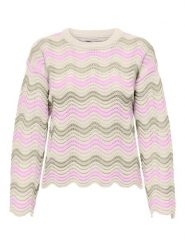 ONLY Sweter w kolorze jasnoróżowo-kremowo-oliwkowym rozmiar: S. Brązowe swetry klasyczne damskie Only, s, bez kołnierzyka. Za 101.47 zł.