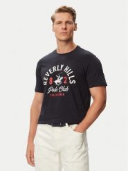 Beverly Hills Polo Club T-Shirt P-SS26M-TS1290NVY Granatowy Regular Fit. Niebieskie koszulki polo męskie Beverly Hills Polo Club, m, bez wzorów, z bawełny, bez ramiączek. Za 149.99 zł.