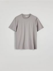 T-shirt regular z merceryzowanej bawełny - jasnoszary. Szare t-shirty męskie Reserved, l, bez wzorów, z bawełny, bez kołnierzyka. W wyprzedaży za 79.99 zł.