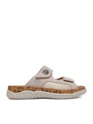 Rieker Klapki CEO-V0302-60 Beżowy. Brązowe klapki damskie Rieker, bez wzorów, ze skóry, bez obcasa. Za 349.99 zł.